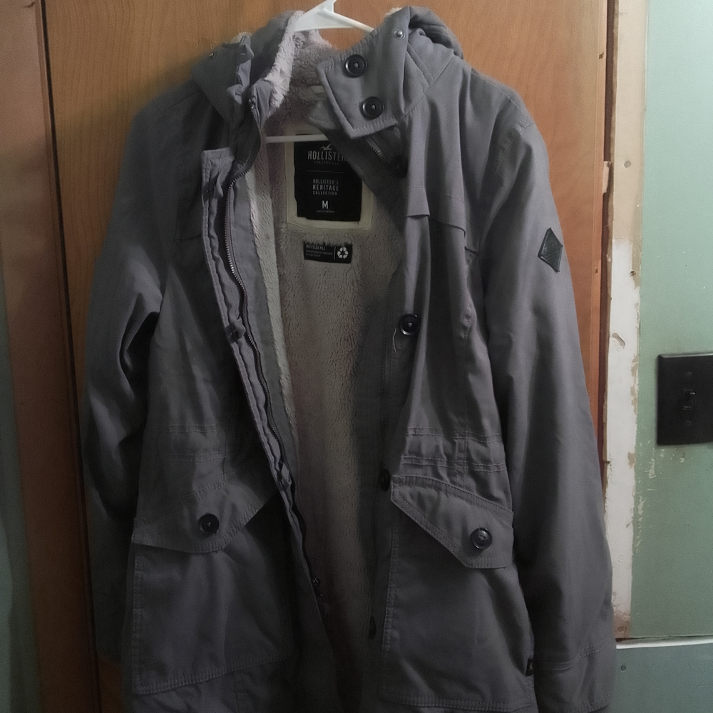 Hollister Men's Charcoal Field Jacket Size Medium (21" X 33" - Picture 6 of 13